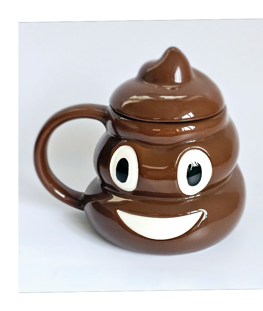 Novelty Ceramic Emoji Poo Mug with Lid