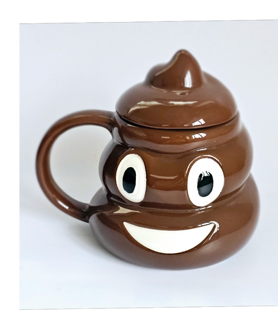 Novelty Ceramic Emoji Poo Mug with Lid
