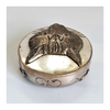 Rare Vintage Pewter Pill Box / Trinket Box Embossed with Cat Face on the Lid and Running Mice on the Outside Rim