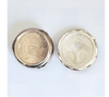 Rare Vintage Pewter Pill Box / Trinket Box Embossed with Cat Face on the Lid and Running Mice on the Outside Rim