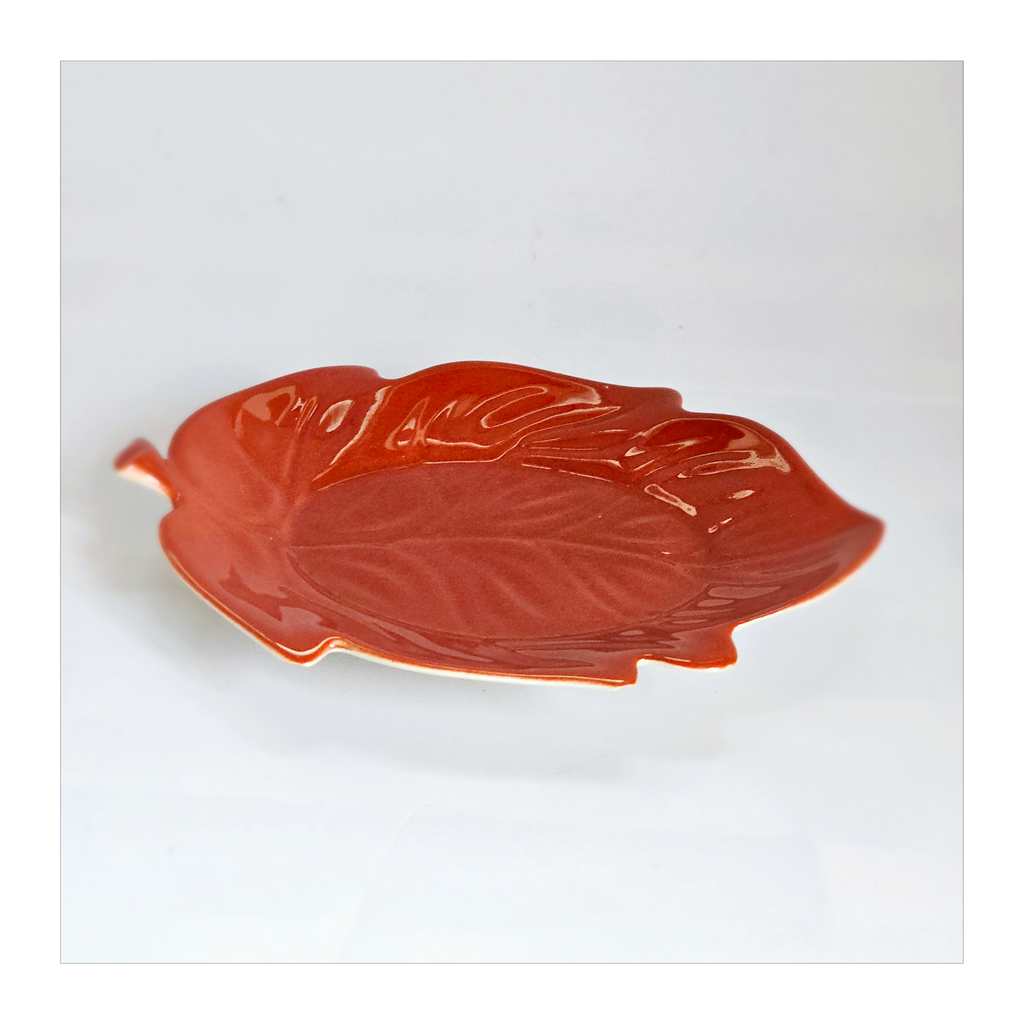 Vintage 1950's Carlton Ware Hand-Painted Australian Design Red Leaf Pin Dish