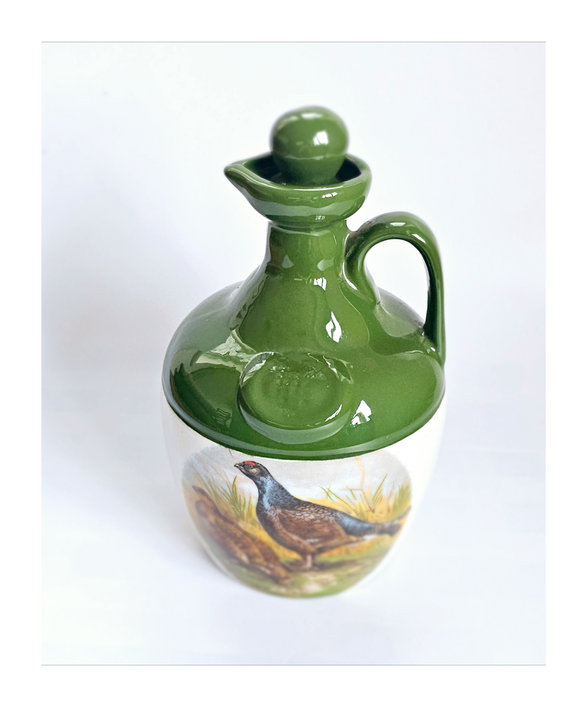 Vintage Scotland Montrose Potteries Hand Crafted Stoneware Pheasant Grouse Quail Pitcher / Decanter / Flagon / Jug