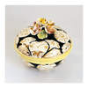 Rare Vintage Italian Hand Painted Majolica Floral Embossed Lidded Sweet Bowl / Jewellery Box