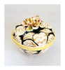 Rare Vintage Italian Hand Painted Majolica Floral Embossed Lidded Sweet Bowl / Jewellery Box