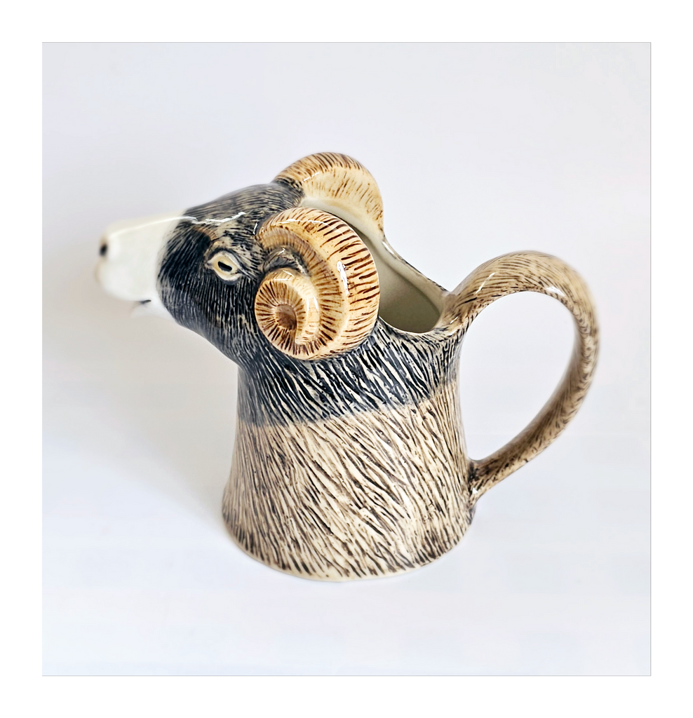 Swaledale Ram Hand Painted Glazed Ceramic Jug by Quail Ceramics