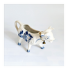 Vintage 1960's Dutch Delft Blue Hand Painted Ceramic Cow Creamer with Cow Bell