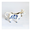 Vintage 1960's Dutch Delft Blue Hand Painted Ceramic Cow Creamer with Cow Bell