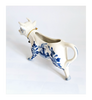 Vintage 1960's Dutch Delft Blue Hand Painted Ceramic Cow Creamer with Cow Bell