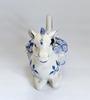 Vintage 1980's Franklin Mint Country Friends by Hallie Greer Ceramic Donkey Creamer / Milk Jug in Delft Blue Style