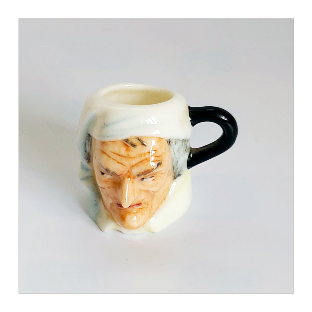 Vintage 1980's Glazed Ceramic Scrooge Miniature Toby Jug / Character Jug Signed Peter Jackson by Franklin Mint