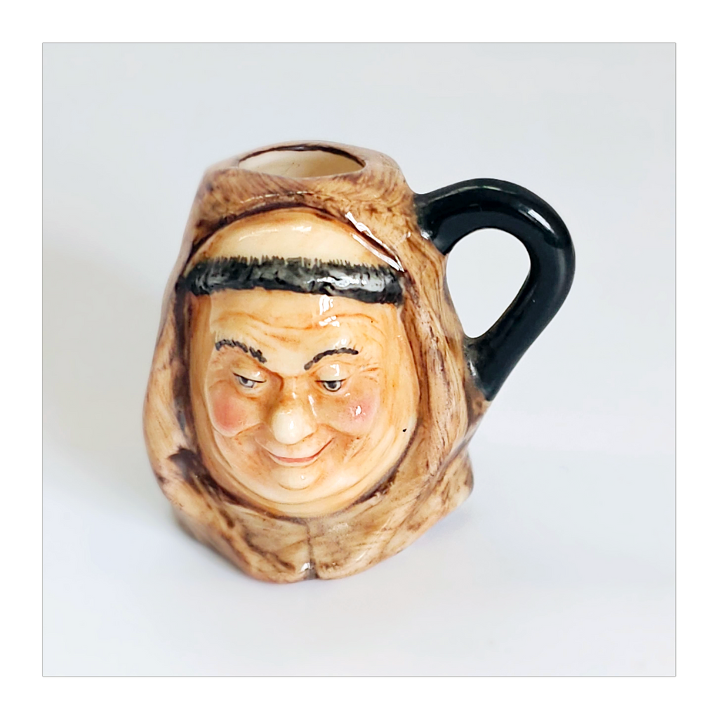 Vintage 1980's Glazed Ceramic  Friar Tuck Miniature Toby Jug / Character Jug Signed Peter Jackson by Franklin Mint