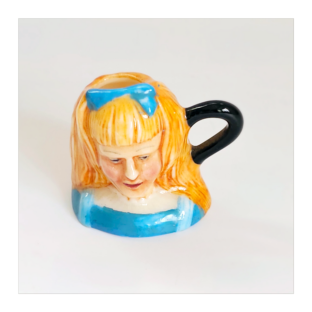 Vintage 1980's Glazed Ceramic Alice Miniature Toby Jug / Character Jug Signed Peter Jackson by Franklin Mint
