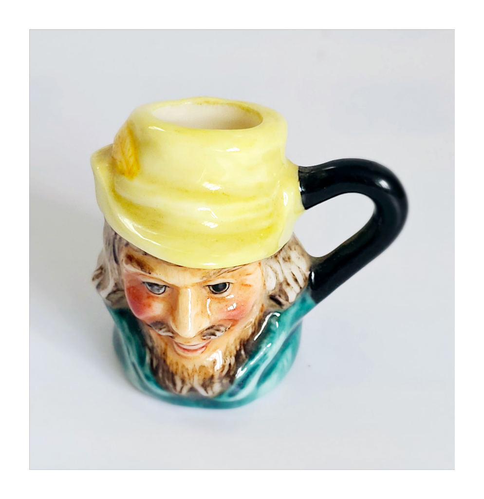 Vintage 1980's Glazed Ceramic Robin Hood Miniature Toby Jug / Character Jug Signed Peter Jackson by Franklin Mint