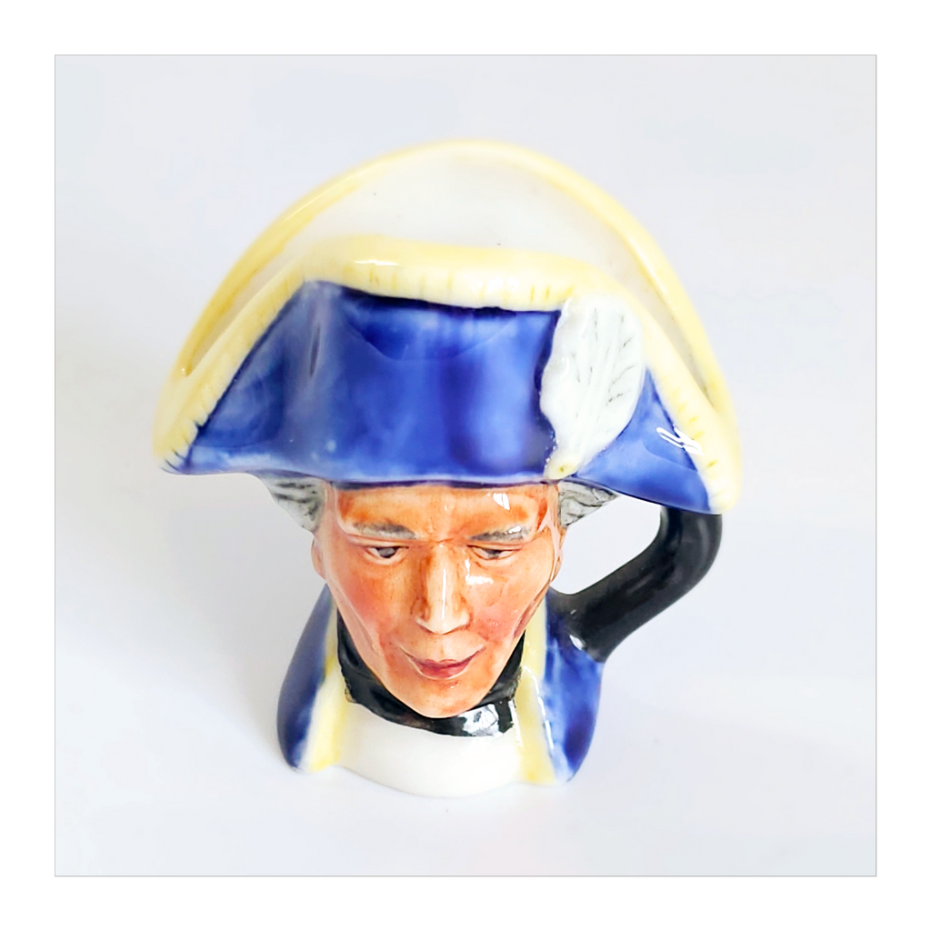 Vintage 1980's Glazed Ceramic Hornblower Miniature Toby Jug / Character Jug Signed Peter Jackson by Franklin Mint