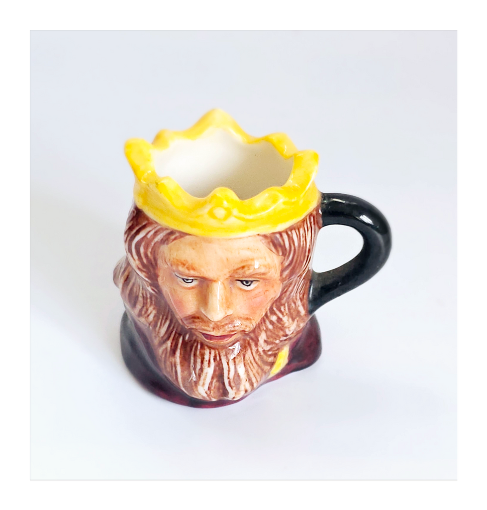 Vintage 1980's Glazed Ceramic King Arthur Miniature Toby Jug / Character Jug Signed Peter Jackson by Franklin Mint