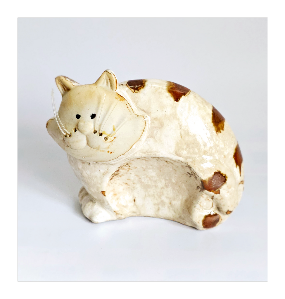 Contemporary Design Hand Made Studio Pottery Glazed Ceramic Cat Statuette / Ornament
