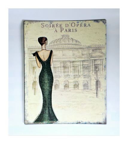 Rare vintage 1930's SOIREE D'OPERA A PARIS Metal Relief Wall Art / Wall Plaque
