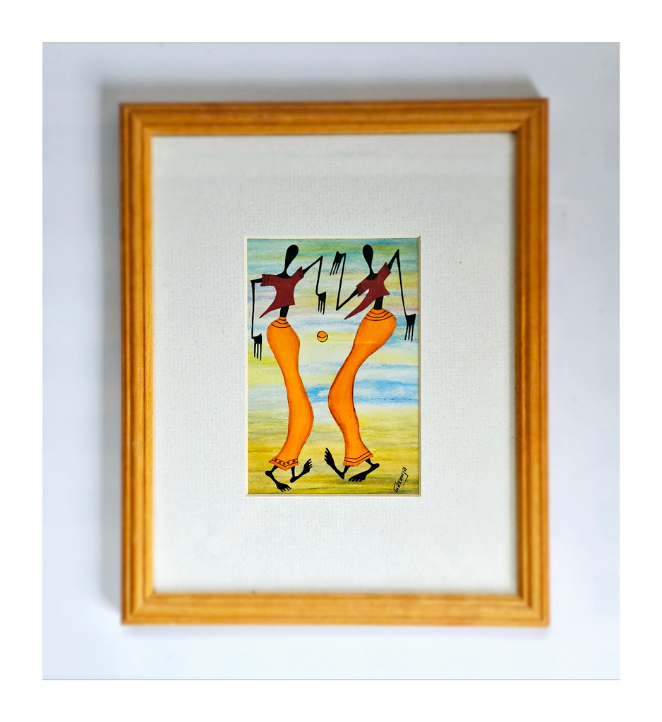 Gakonga African Art Lithograph Print, Mounted and Framed