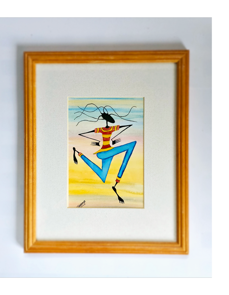 Gakonga African Art Lithograph Print, Mounted and Framed