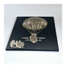 Vintage Leather and White Metal Spanish Wall Plaque "Primera Inglesa Que Ascendio En Globo, Londers 1785, Letitia Sage"