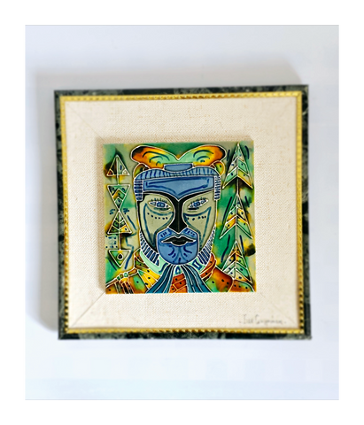 Vintage Russian Hand Painted wall Art Tile Signe by the Artist