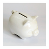 White Ceramic Piggy Bank / Coin Bank Imprinted with Flag of Quebec