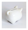 White Ceramic Piggy Bank / Coin Bank Imprinted with Flag of Quebec