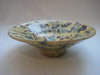 Contemporary Design Ceramic Bowl in yellow with blue and green pattens all around, signed by the artist as CF 98