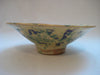 Contemporary Design Ceramic Bowl in yellow with blue and green pattens all around, signed by the artist as CF 98