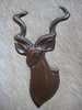 Vintage Kudu (a species of Antelope) sculpture in copperware mounted on genuine Antelope skin in a wooden frame