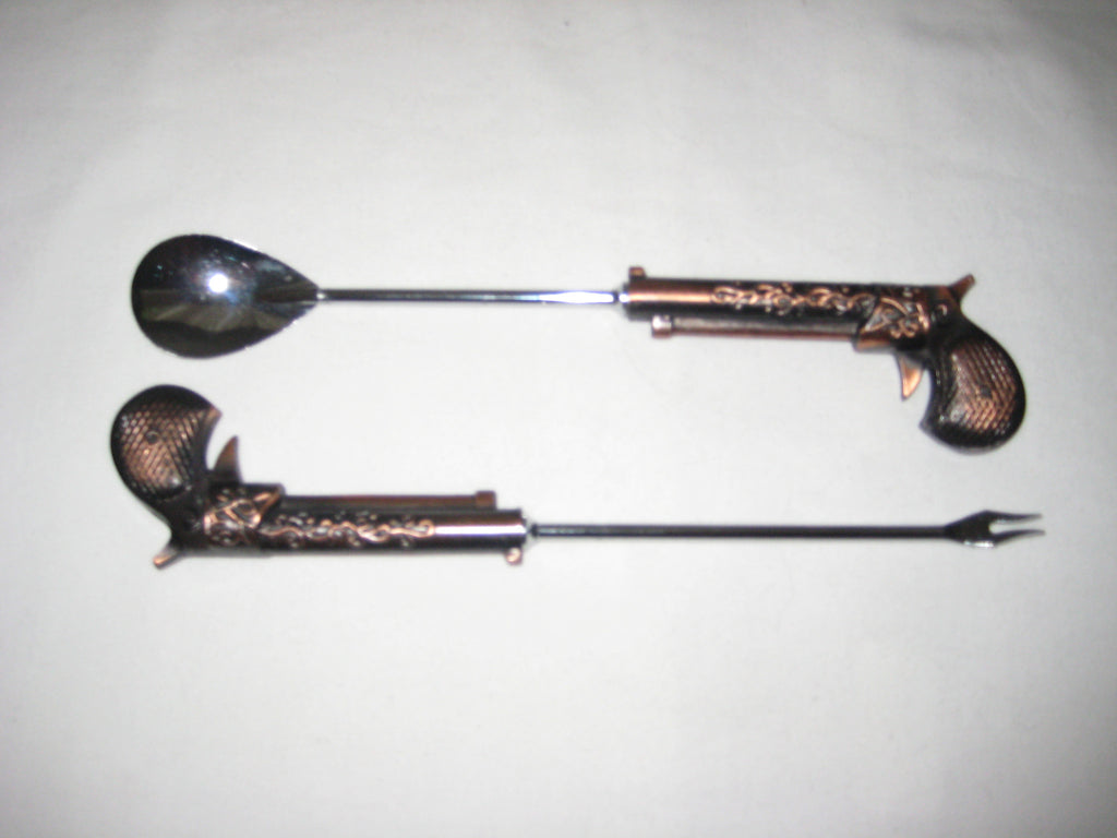 Decorative brass and stainless Steel pickle spoon and fork
