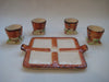 Art Deco 1940's hand painted Price Bros Cottage Ware set of four egg cups with a tray