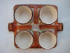 Art Deco 1940's hand painted Price Bros Cottage Ware set of four egg cups with a tray