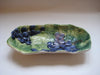 Italian Hand Painted Majolica embossed shallow bowl with vine leaves and grapes pattern