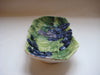 Italian Hand Painted Majolica embossed shallow bowl with vine leaves and grapes pattern