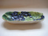 Italian Hand Painted Majolica embossed shallow bowl with vine leaves and grapes pattern