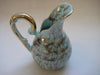 Vintage Gouda Holland Turquoise Creamer / Milk Jug with gold handle and rim
