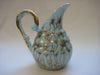 Vintage Gouda Holland Turquoise Creamer / Milk Jug with gold handle and rim