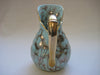 Vintage Gouda Holland Turquoise Creamer / Milk Jug with gold handle and rim