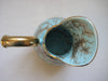 Vintage Gouda Holland Turquoise Creamer / Milk Jug with gold handle and rim