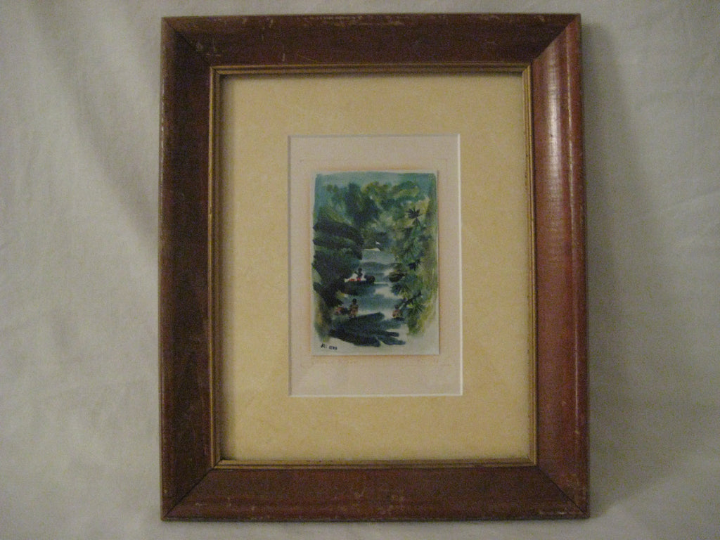 Limited edition hand painted picture dated 1888, titled Jungle River