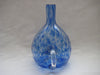 Bottle with a handle in clear glass with streaks of blue