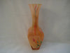 Murano style glass vase in Amber with streaks of orange, red, green colours