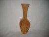 Murano style glass vase in Amber with streaks of orange, red, green colours