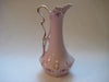 Hand painted Bohemian pink porcelain H & C jug gilded with 24 carat gold