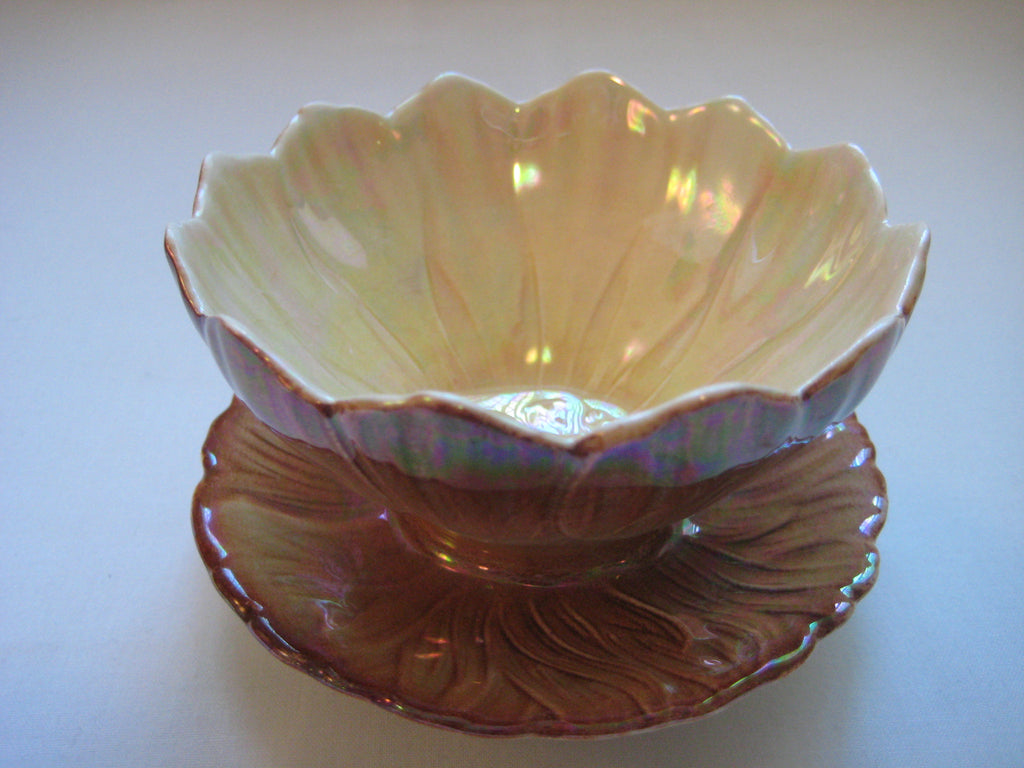 Royal Winton Grimwades Art Deco Lustre China Flower shaped bowl & saucer