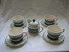 W'ART dinnerware hand painted original Italian design - Set of four cups & saucers and a teapot