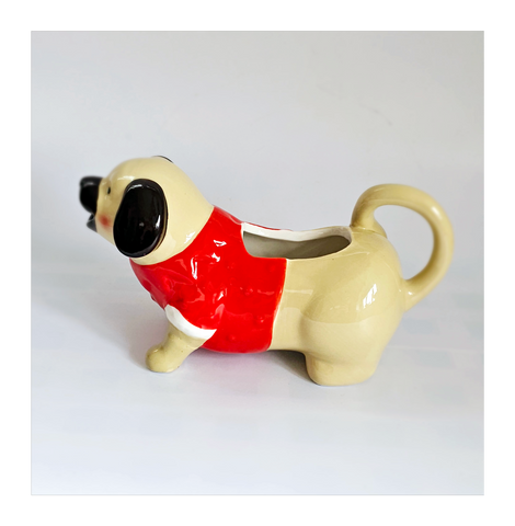 Rare Cute Glazed Ceramic Poppy Dog Creamer / Milk Jug