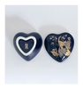 Vintage Japanese Glazed Ceramic Heart Shaped Trinket / Pill Box