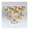 Vintage 1930's Art Deco set of 6 Red Wine Glasses with Gold Bands on Stem, Rank and Foot